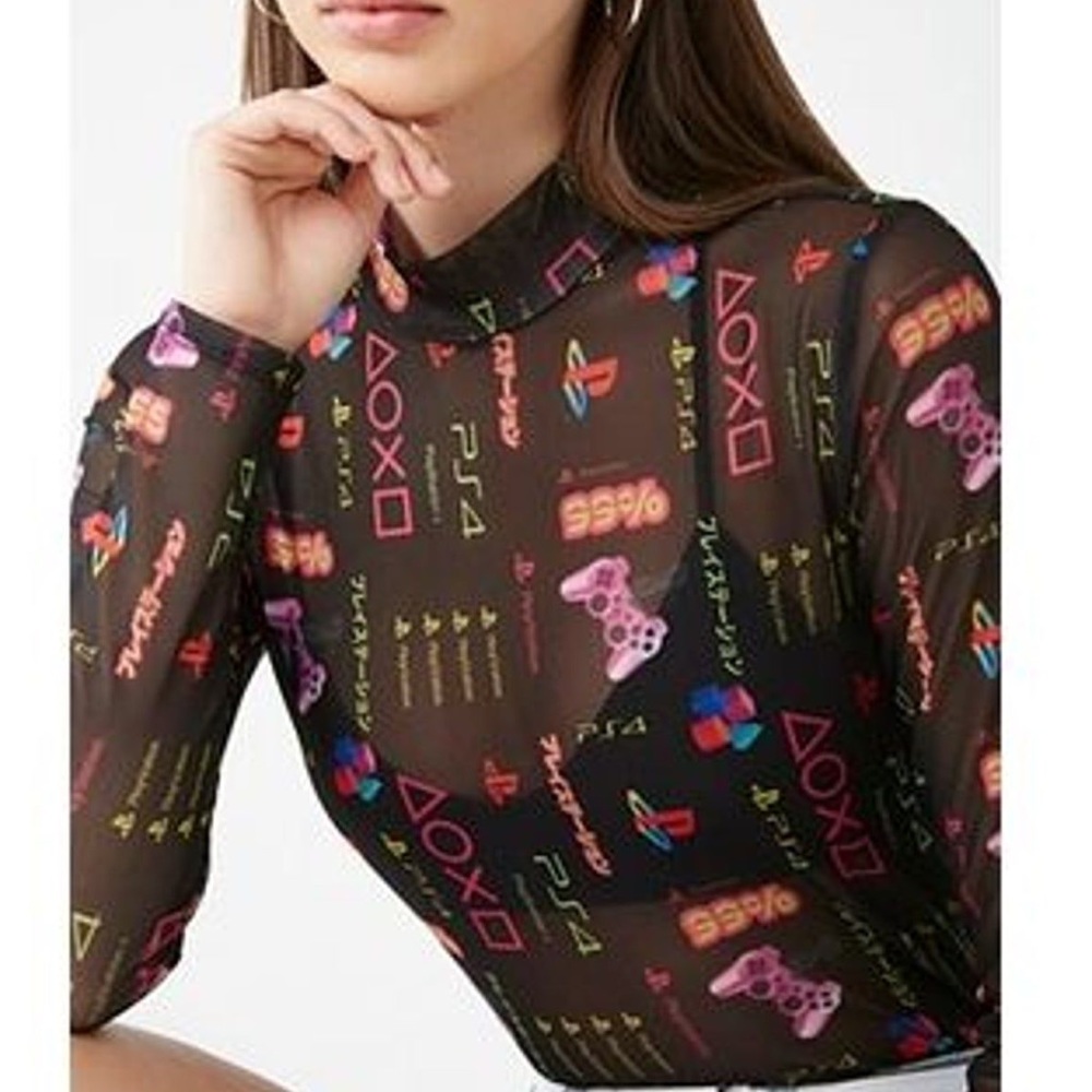 Forever 21 x Playstation Mesh Top Small Rare